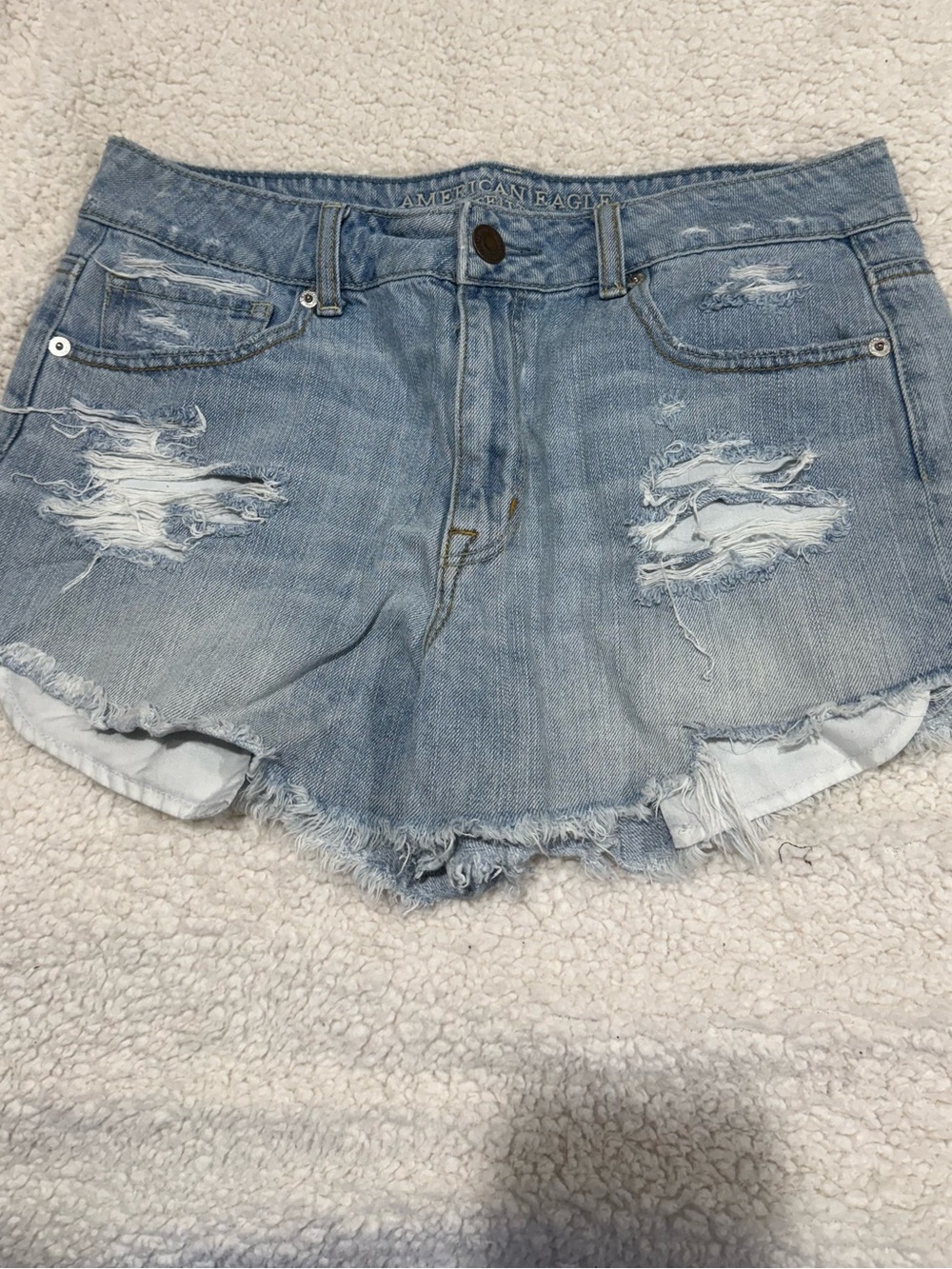 American Eagle Outfitters Light Blue Distressed Denim Shorts